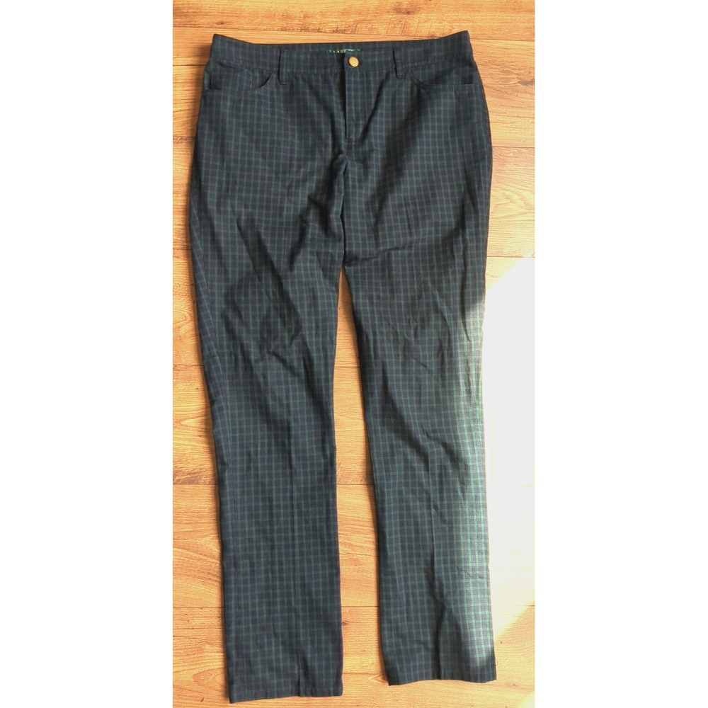 LAUREN RALPH LAUREN WOMEN'S Green and Navy Blue Plaid PANTS SIZE 12